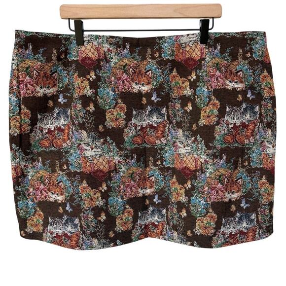 NWT Cider Jacquard Kittens Mid-Rise Mini Skort w Side Zip Fall Colors size 24 - Picture 2 of 10